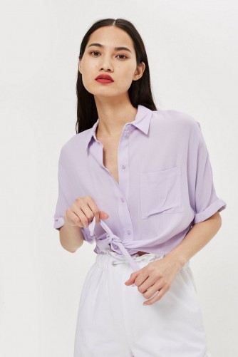 TOPSHOP Lilac Knot Front Shirt – casual summer look
