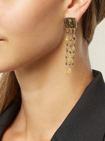 FRANCESCA VILLA 18kt gold and antique coin earrings ~ tasseled statement jewellery - flipped