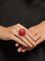 FRANCESCA VILLA Lanterne Rosse 18kt gold and diamond pavé ring ~ red statement jewellery