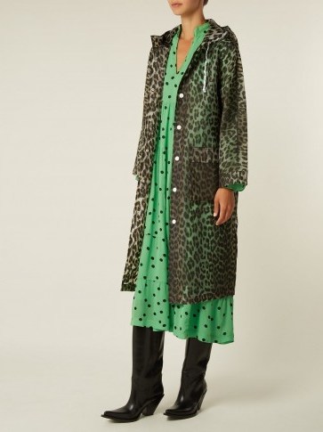 GANNI Leopard-print rain mac ~ stylish hooded rainwear - flipped