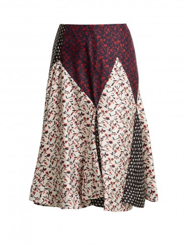 CALVIN KLEIN 205W39NYC Liberty floral-print silk skirt / mixed prints