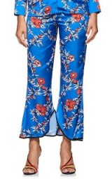 LOBOROSA Granada Pomegranate-&-Floral Satin Pants | sleepwear-as-daywear | luxe style trousers