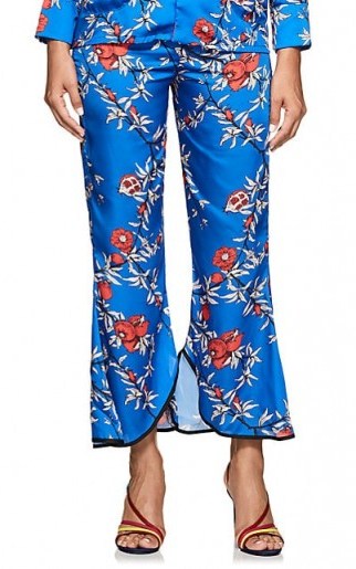 LOBOROSA Granada Pomegranate-&-Floral Satin Pants | sleepwear-as-daywear | luxe style trousers - flipped