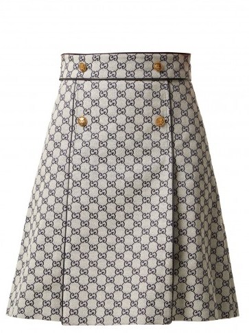 GUCCI Logo-print cotton-blend skirt ~ a-line design ~ retro feel - flipped
