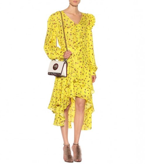 PREEN BY THORNTON BREGAZZI Margot printed dress ~ yellow summer event wear - flipped