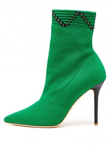 MALONE SOULIERS Mariah sock ankle boots in green - flipped