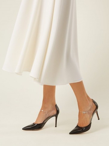 GIANVITO ROSSI Mary Jane 85 leather and clear plexi pumps - flipped