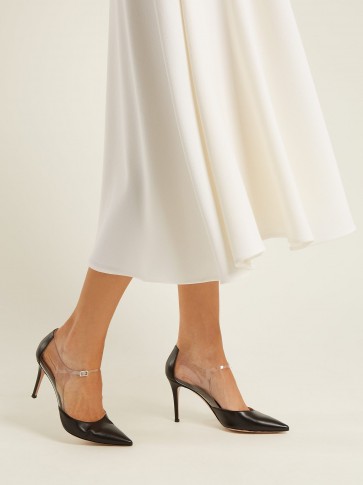 GIANVITO ROSSI Mary Jane 85 leather and clear plexi pumps