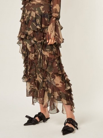 PREEN BY THORNTON BREGAZZI Melena camouflage-print ruffle skirt / camo prints - flipped
