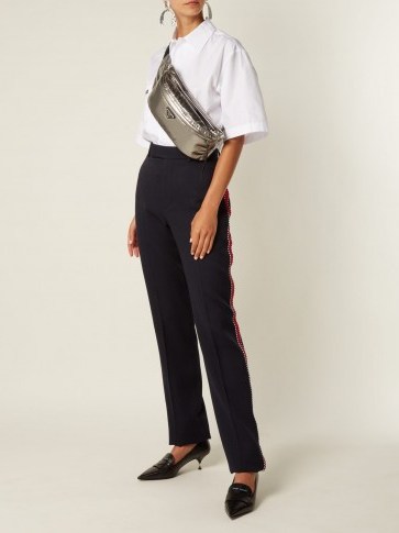 PRADA Metallic-silver double-zip belt bag ~ designer fanny pack - flipped