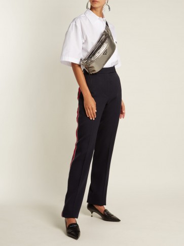PRADA Metallic-silver double-zip belt bag ~ designer fanny pack