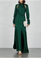 MONSE Dark green open-back satin gown ~ long green event wear