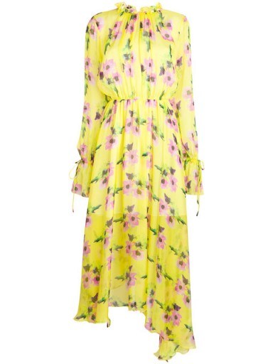 MSGM Yellow floral-print maxi dress – romantic fashion - flipped