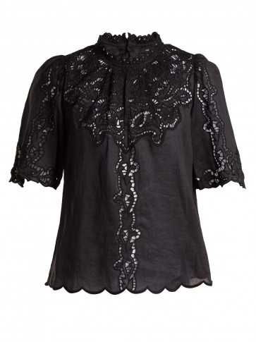 ISABEL MARANT Mumba black broderie-anglaise top ~ romantic high neck blouse