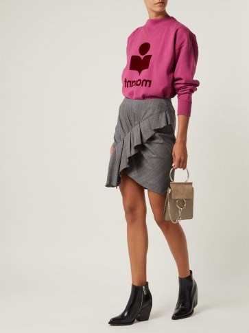 ISABEL MARANT ÉTOILE Nel ruffled grey wool mini skirt | gathered frill trim - flipped