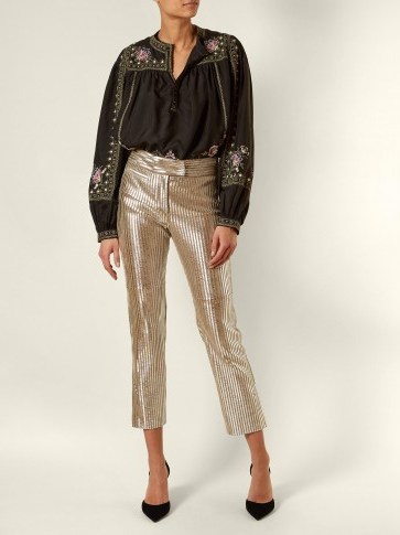 ISABEL MARANT Novida cropped leather trousers ~ silver crop leg pants - flipped