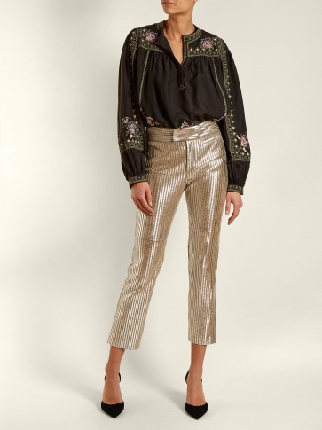 ISABEL MARANT Novida cropped leather trousers ~ silver crop leg pants