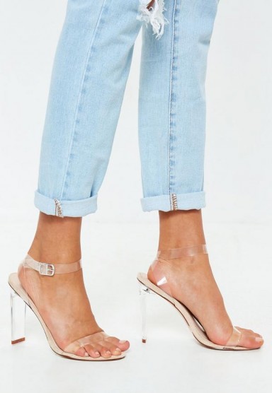 Missguided nude clear illusion barely there heels – strappy transparent sandals