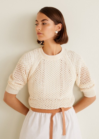 MANGO Open-knit sweater in ecru | neutral summer knits