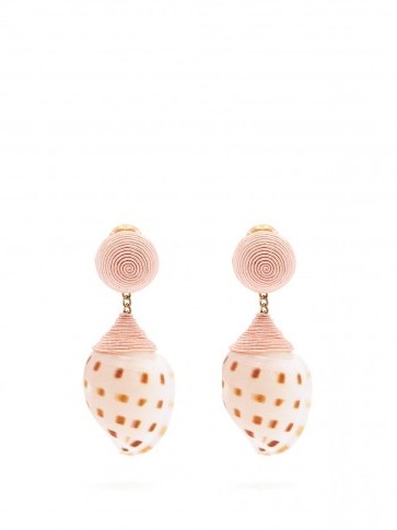 REBECCA DE RAVENEL Ophelia shell clip-on earrings in light pink - flipped