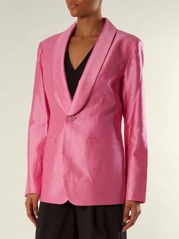 TIBI Oversized shawl-lapel silk-gazaar blazer – pink jackets - flipped