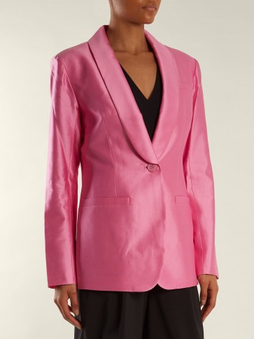 TIBI Oversized shawl-lapel silk-gazaar blazer – pink jackets