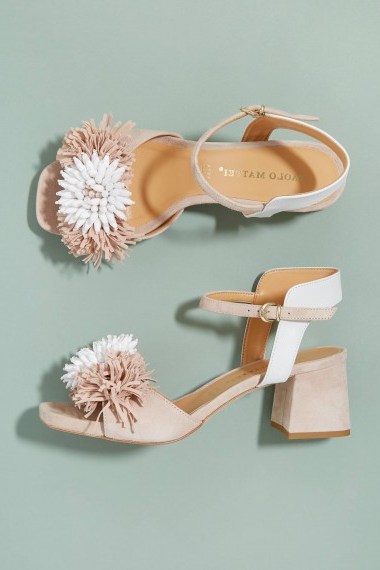 Paolo Mattei Floral-Embellished Block Heels in nude | pretty summer sandals - flipped