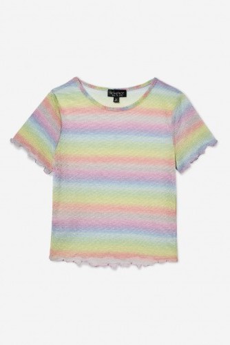 TOPSHOP Pastel Rainbow T-Shirt / sheer multicoloured tee - flipped