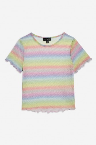 TOPSHOP Pastel Rainbow T-Shirt / sheer multicoloured tee