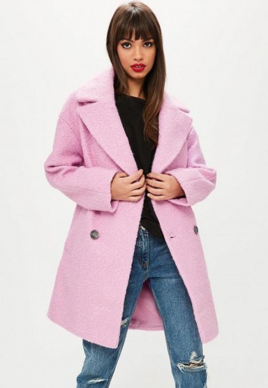 Missguided pink oversized boucle coat - flipped