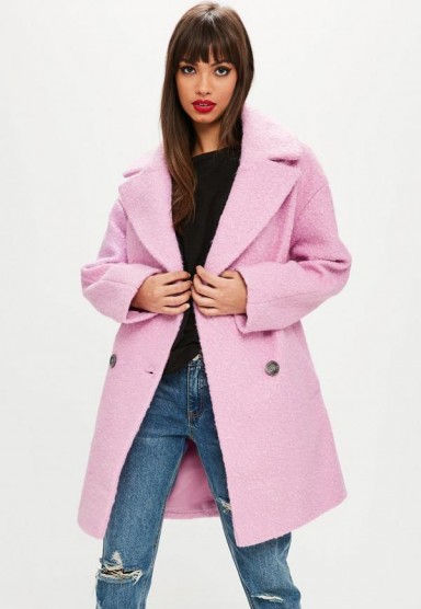 Missguided pink oversized boucle coat