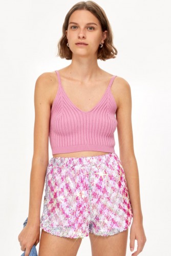 TOPSHOP Pink Sequin Shorts