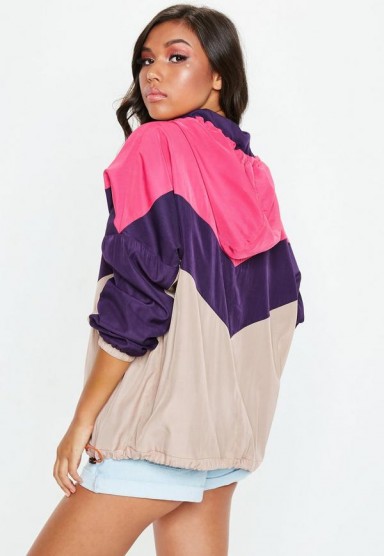 MISSGUIDED pink sporty wind breaker jacket – colour blocking