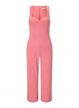 Miss Selfridge Pink Sweetheart Neck Jumpsuit – going out fashion – cropped leg jumpsuits