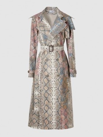 PREEN BY THORNTON BREGAZZI‎ Peggy Python-Print Twill Trench Coat ~ glamorous belted outerwear - flipped