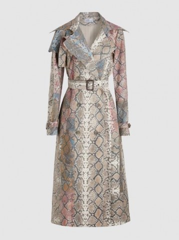 PREEN BY THORNTON BREGAZZI‎ Peggy Python-Print Twill Trench Coat ~ glamorous belted outerwear