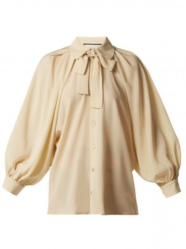 GUCCI Puff-sleeve silk crepe de Chine blouse ~ vintage style balloon sleeved shirt - flipped
