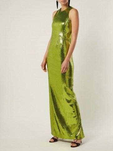 GALVAN Reflection green sequinned gown ~ evening glamour ~ long shimmering event dresses - flipped