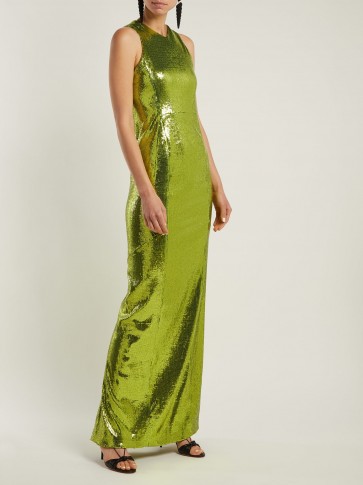GALVAN Reflection green sequinned gown ~ evening glamour ~ long shimmering event dresses