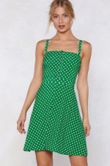 Nasty Gal Rising Sun Polka Dot Dress in Green | strappy summer mini
