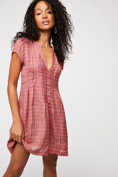 CP Shades Riven Linen Tunic in Sunset | ruffle trimmed summer dresses - flipped
