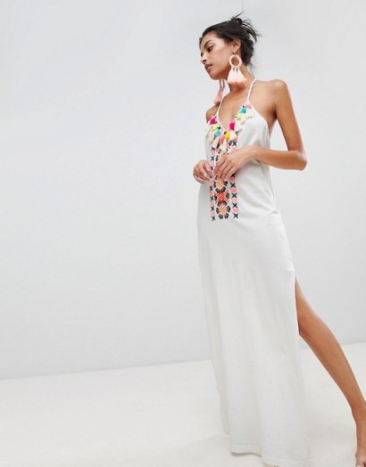 River Island beach maxi dress with tassel details in white | elegant beachwear | holiday fashion