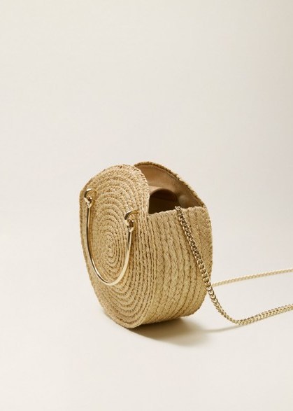 MANGO Round small raffia bag in Beige | summer handbags - flipped