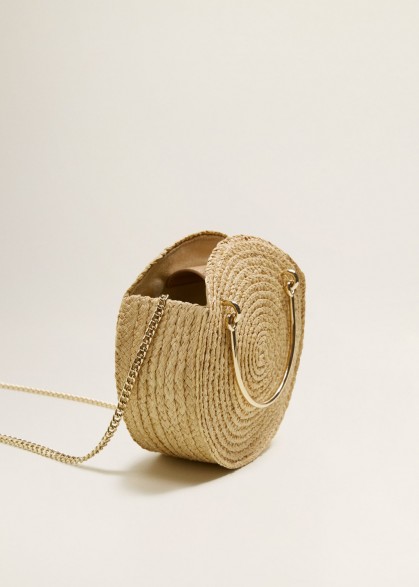 MANGO Round small raffia bag in Beige | summer handbags