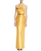 Sachin & Babi Noir Joanna Strapless Gown w/ Bow Detail – gold statement column dress