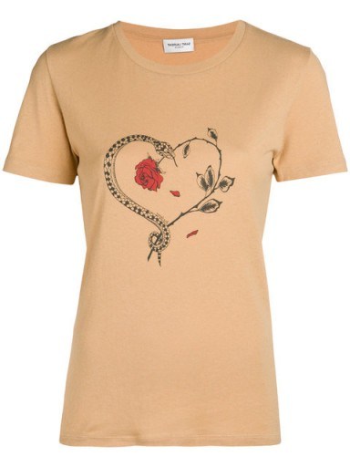 SAINT LAURENT snake heart print T-shirt in nude | short sleeve designer tee - flipped