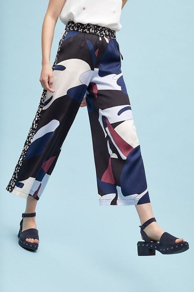 Selected Femme Lillia Cropped Wide-Leg Trousers | abstract printed pants - flipped