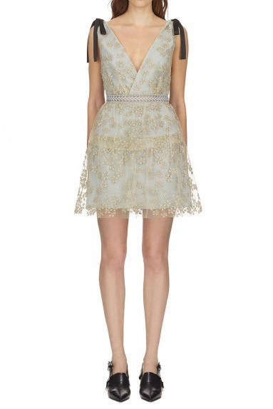 Self Portrait Tiered Floral Embroidered Mesh Mini Dress - flipped