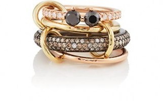 SPINELLI KILCOLLIN Adara Ring ~ stacked mixed bands ~ pavé diamonds - flipped