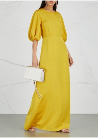 STINE GOYA Delia yellow ribbed maxi dress ~ effortless event style
